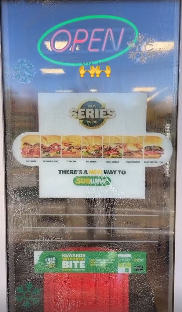 Convenience store front freshly washed